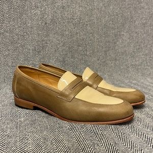 Cream and Tan Classic Penny Loafers